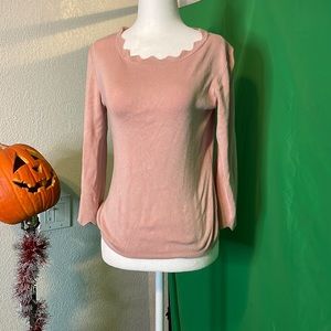 Super cute blush thin sweater top with 3/4 sleeves